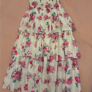 LoveShackFancy x Target White Midi Dress with Pink Rose Print